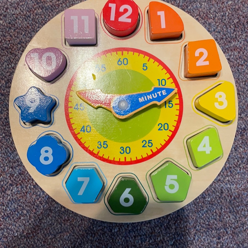 Clock toy!  Wood pieces.  Great tool!!